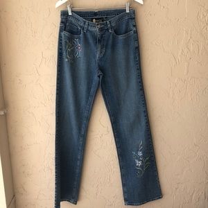 Christine Alexander vintage jeans flare leg embellished size 6 medium wash